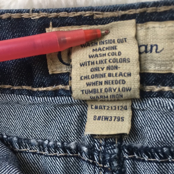 Earl Jean Denim Jeans Skirt Mini Size 6 Rhinestones and Embroidered Stitches - Picture 10 of 14